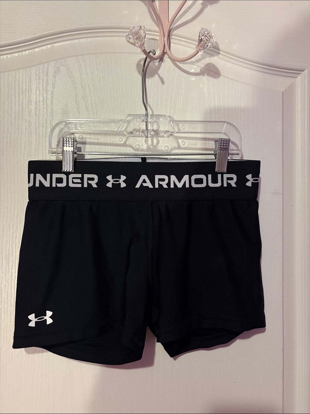 Under Armour Black Women's Athletic Compression Shorts with Branded Waistband